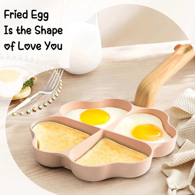Caannasweis Egg Omelette Pan, 4-Cup Nonstick Granite Omelette Skillet Breakfast