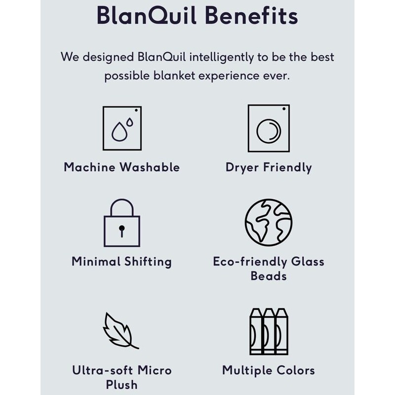 BlanQuil Genuine Blanquil 12lbs Weighted Blanket, Navy - Decreased Anxiety