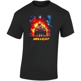 Hellcat Driving Out of Hell Ghost Driver Muscle Car Funny Gift T Shirt 5XL Black