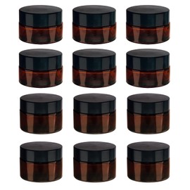 Brown Glass Ointment Jar, Cream Container, Small Tin with Lid, Travel Sample Container, Cream Jars for Filling Cosmetics, Lotions, Creams (20 ml, 6 Pack, 30 ml, 6 Pack)