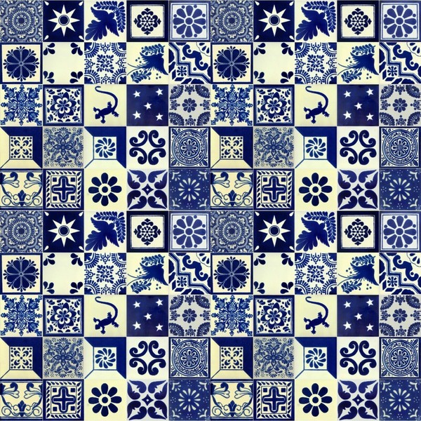 100 Pieces 4x4 " Mexican Tiles Mixed Blue and white