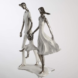 Casablanca Skulptur Dekofigur Family weiss/silber Polyresin 23x31x12cm 79804