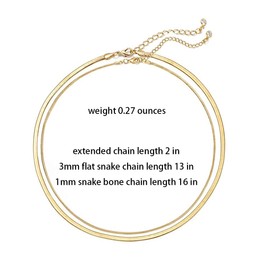 LXSSLY 14K Gold Plated Snake Bone Chain,Double Layered Snake Chain Necklace,Herringbone Necklace,Snake Chain Choker for Women