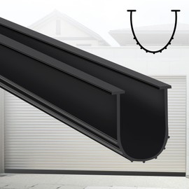 Gaahing Garage Door Bottom Seal Strip, 16.4 FT U-Shaped Replacement Weather Stripping, Impact Buffer Sealing Weatherstrip, Fits 5/16" T-End Double Track