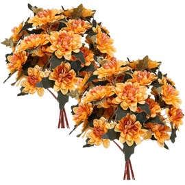 Zeyune 15 Pcs Artificial Dahlias Flowers 22.8 Inch Faux Silk Dahlias Flowers with Stems UV Resistant for Home Party Fall Wedding Bouquet Thanksgiving Table Centerpieces Decor