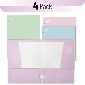 Mr. Pen- Pocket Folders, 4 Pocket, 4 Pack, Pastel Colors, Folders with Pockets 3 Hole Punched, Folders, Folders for School, Folders with Pockets, Binder Folders, Back to School Supplies