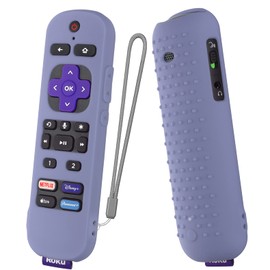 Silicone Cover for Roku Ultra 2022 Remote Roku Voice Remote Pro Silicone Remote Case, Shockproof Durable Silicone Cover with Lanyard (Lavender Gray)