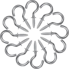 Pack of 120 Screw Hooks, Metal Cup Hooks, Screw-In Hangers, Ceiling Hooks, Cups, Cups, Hangers, Screw-In Hooks for Hanging Tea Cups, Keys (Silver, 1/2 Inch)