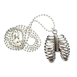 Miniblings Lung Necklace 80Cm Anatomy Silver Ribs Human Horror Hospital Metal
