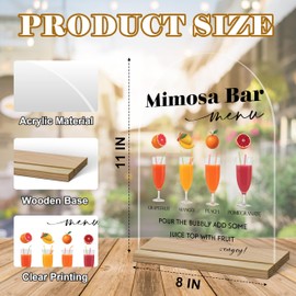 Mimosa Bar Sign For Table, Fruit Juice Acrylic Mimosa Bar With Base Supplies For Baby Shower Bridal Shower, Decoration For Wedding Bachelorette Engagement Party, Welcome Sign Stand For Party -17