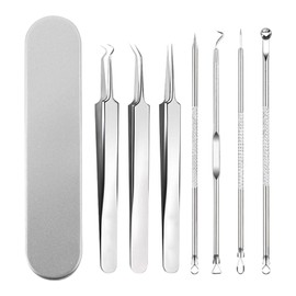 7 Pieces Blackhead Removal Tool, Pimple Popping Kit,Spot Popper, Spot Removal Tools Stainless Steel Acne Kit Whitehead Acne Remover Set for Nasal Face with Stainless Steel Case