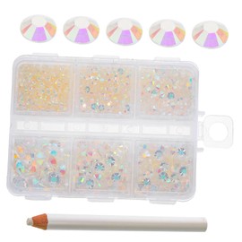 Gatuida Resin Flatback Rhinestones for Manicures White Ab Colored Diamonds Storage Box for DIY Nail Art Decoration Durable and Elegant Nail Gems for Creative Crafts