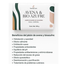 Jabón Artesanal Avena & Biozufre 6 Pz De 100g C/u