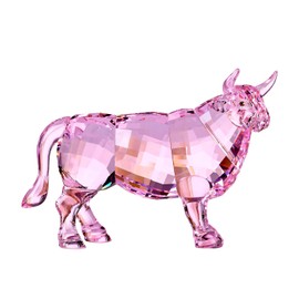 Crystal Bull Cow Ox Cattle New 2021 Home Decorations Figurines Collectibles Animal (Pink)