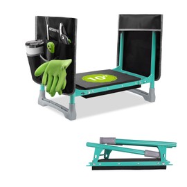 WORKPRO Foldable Garden Kneeler and Seat Stool, 10" Wider Heavy Duty Thick Gardening Bench with 2 Tool Bag Pouchs, NBR & EVA Foam Pad, Outdoor Portable Kneeler for Gardening