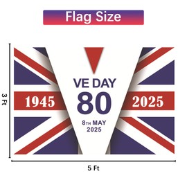 VE Day 80th Anniversary Flag, Victory In Europe Decorations, VE Day 80th Anniversary Aecorations of Victory in World War II Party Supply Outdoor Indoor ‌Union Jack