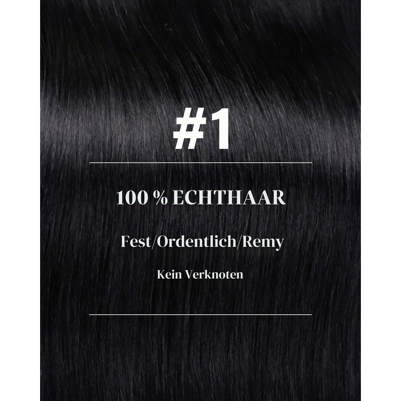 Hetto Weft Real Hair Extensions, Black, 50 cm, 100 g