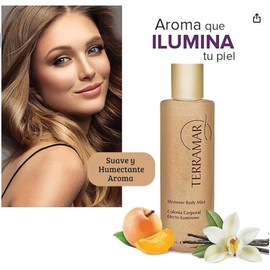 Terramar Shimmer Body Mist - Gold Glitter Body Spray for Luminous Skin - Adds Subtle Sparkle & Refreshing Scent