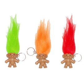 Henbrandt 3 Lucky Troll Keyrings Charm Party Bag Filler Novelty Good Luck Pencil Topper