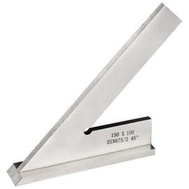 DDWT 45 Degree Machinist Square Miter Square Removable Base DIN 875/2 Standard Angle Ruler Hardened Steel 6x4 Inch