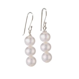 TreasureBay Handmade Natural Gemstone Dangle Drop Earrings For Women Girls Made with 925 Sterling Silver Hook (Freshwater Pearl)