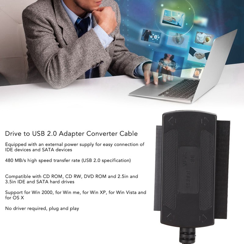 SATA PATA IDE Drive to USB 2.0 Adapter Converter Cable