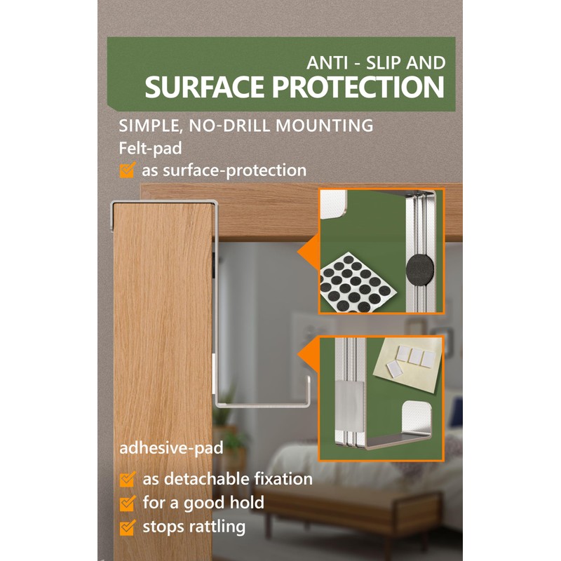 4smile Over Door Hanger Set of 10 – Silver Door