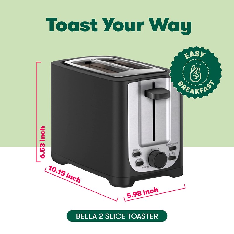 BELLA 2 Slice Toaster with Auto Shut Off - Extra