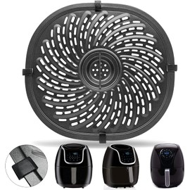 Air Fryer Replacement Tray for Power XL Vortex 7 QT Air Fryer, Oval Nonstick 10.3''×9.5'' AirFryer Replacement Parts Accessories Rack Basket Grill Pan Grill Plate Crisper Plate with Rubber Bumpers