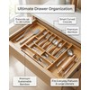 GAMYPET Expandable Bamboo Silverware Drawer Organizer – Adjustable 33" Wide