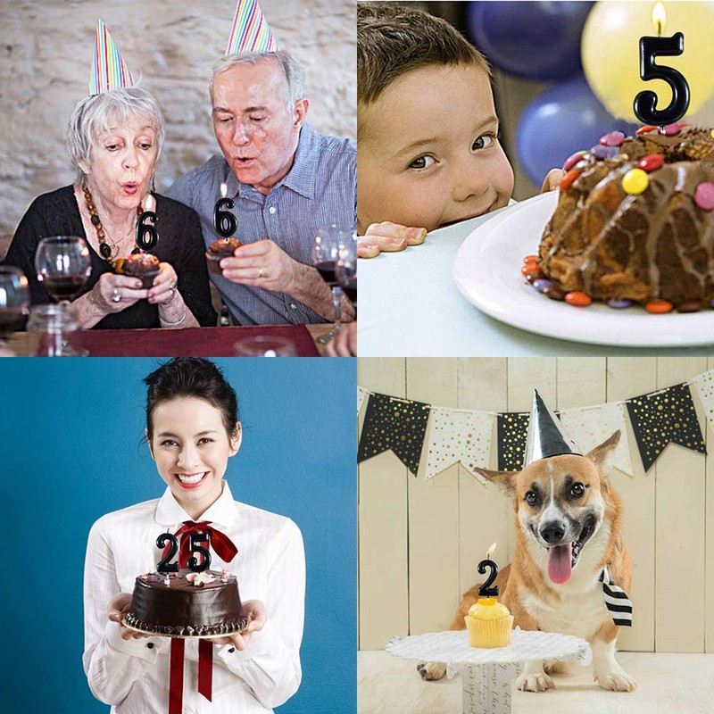 Black Number Birthday Candles (Number 8)