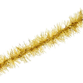 Mandala Crafts - Guirnalda de oropel decorativa – Cinta fina de oropel – Mini guirnalda metálica con alambre para decoración de árbol de Navidad, boda, fiesta de cumpleaños, suministros de oro de 0.75 pulgadas, 10 yardas