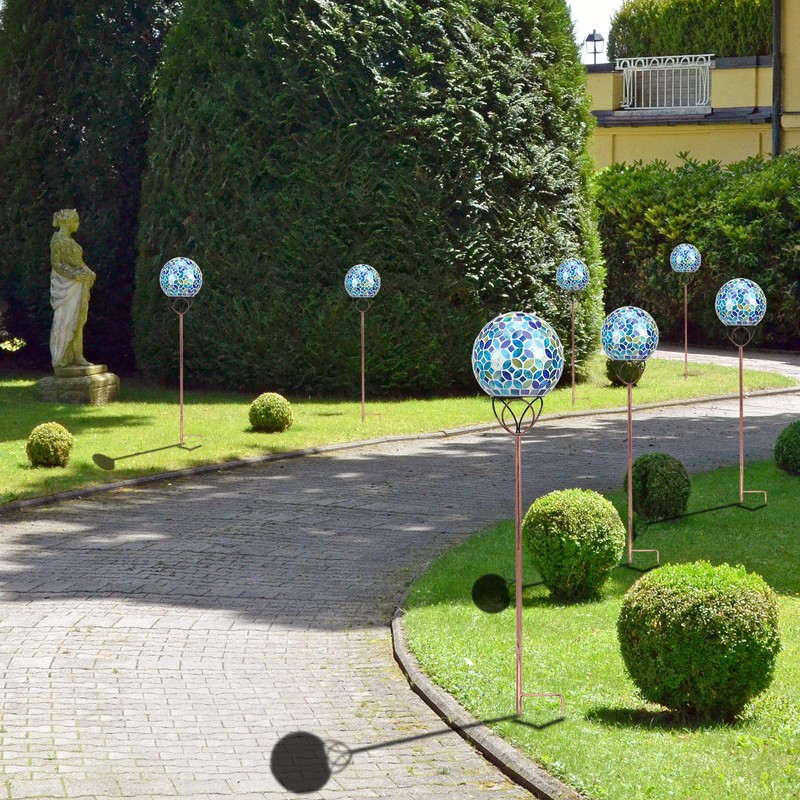 Solar Lights Outdoor Decorative, Solar Gazing Ball Mosaic Garden Stakes