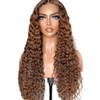Labamiya Chocolate Curly Human Hair Wig Lace Frontal T Deep