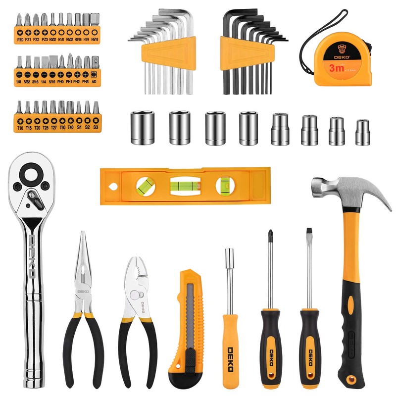 DEKOPRO 65 Pieces Tool Set General Household Hand Tool Kit