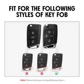 WORCAS Key Fob Case Carbon Fiber Pattern Silicone Cover Compatible with Volkswagen Atlas Golf Jetta Lamando Polo Polo MK6 Tiguan Touran L 3 4 Universal Button Keyless Entry Remote