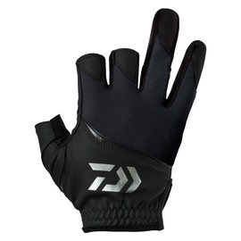 Daiwa 25DG-2025 Padded UV Protection Gloves, 3-Piece Cut, Black, L