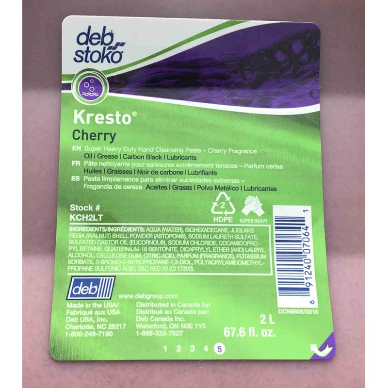 Kresto Cherry Hand Cleaner 2 Liter Bottle (KCH2LT) + Dispenser