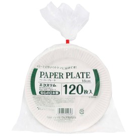 E-18120 Paperware Paper Plates, 7.1 inches (18 cm), Extra Pack, 120 Sheets (100+ 20 Sheets), Made in Japan, Paper Plates, Disposable Paper Plates, Eco Slim, Eco-Friendly Paper Plates