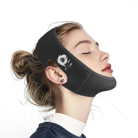 Yuibthr Chin Strap for Sleeping, V Line Lifting Mask, Reusable Face Strap, Jaw Exerciser (Black-16)