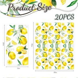 Kotkiddy 20 Zitronen Servietten Rechteckige Einweg Gelbe Zitrusfrucht Gasttücher für Küche Badezimmer Teeparty Babyparty