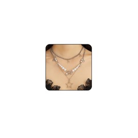 Silver Star Necklace Y2k Necklace Silver Layered Necklaces for Women Stack Choker Necklace Y2k Accessories Star Y2k Jewelry for Women (Style 3)