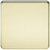 Knightsbridge Screwless 1G Blanking Plate - Polished Brass, 87.5 mm