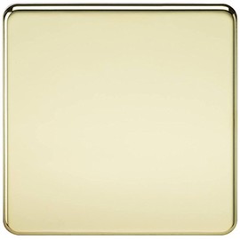 Knightsbridge Screwless 1G Blanking Plate - Polished Brass, 87.5 mm x 87.5 mm, Compatible with Standard Electrical Plugs