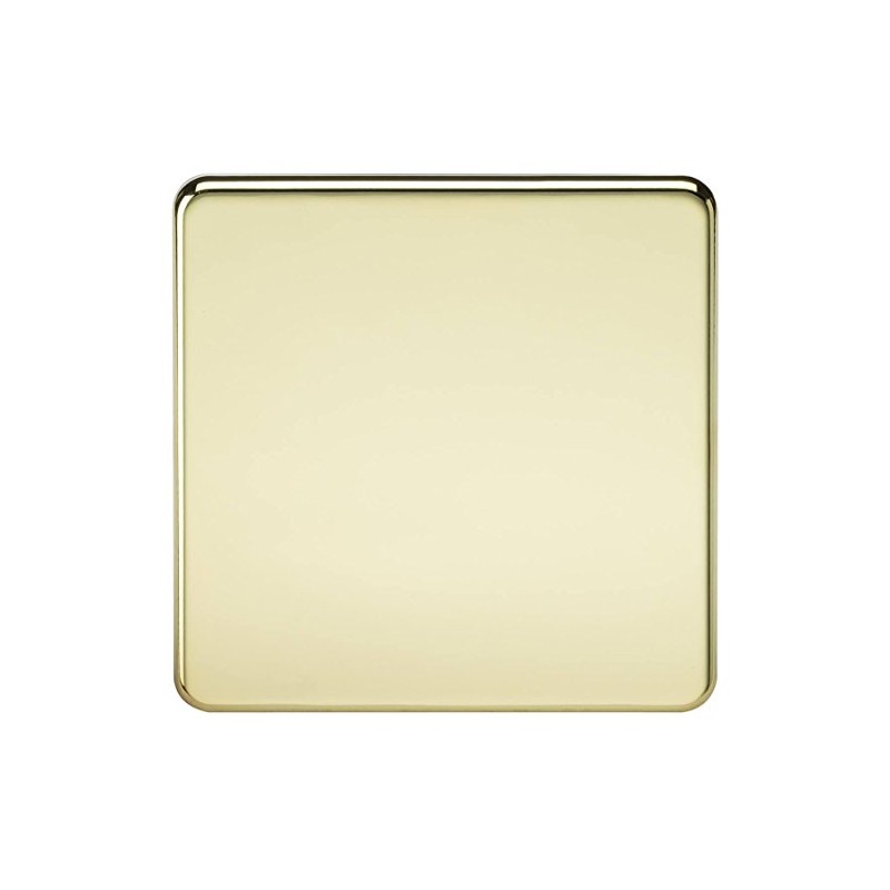 Knightsbridge Screwless 1G Blanking Plate - Polished Brass, 87.5 mm