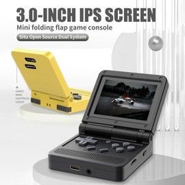 Powkiddy Handheld Game 3.0-inch IPS High-clear Screen Open Source Mini Folding Flap Game Console 15 Mainstream Emulators Rechargeable Long endurance Massive games Portable Gaming Player