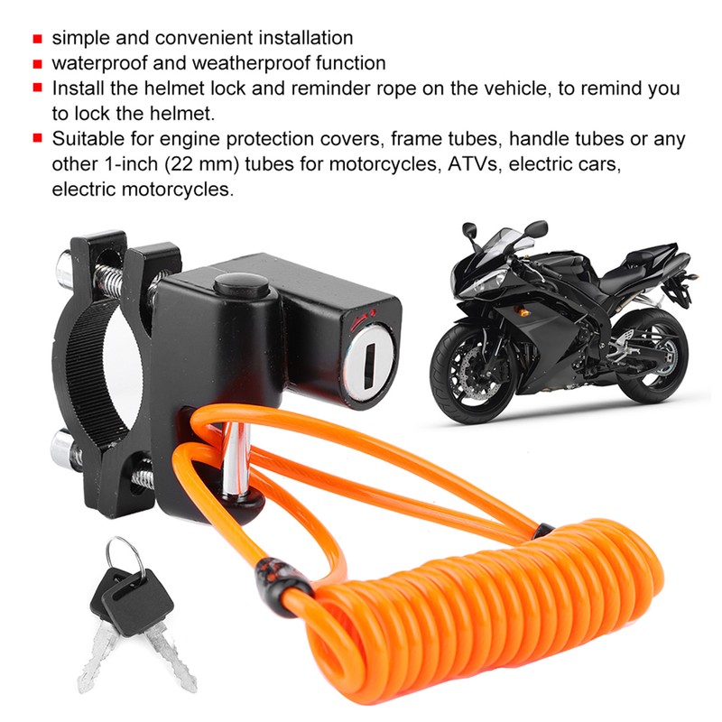AntiTheft Universal Motorcycles Helmet Lock MultiFunctional Waterproof Fixed Lock Reminder