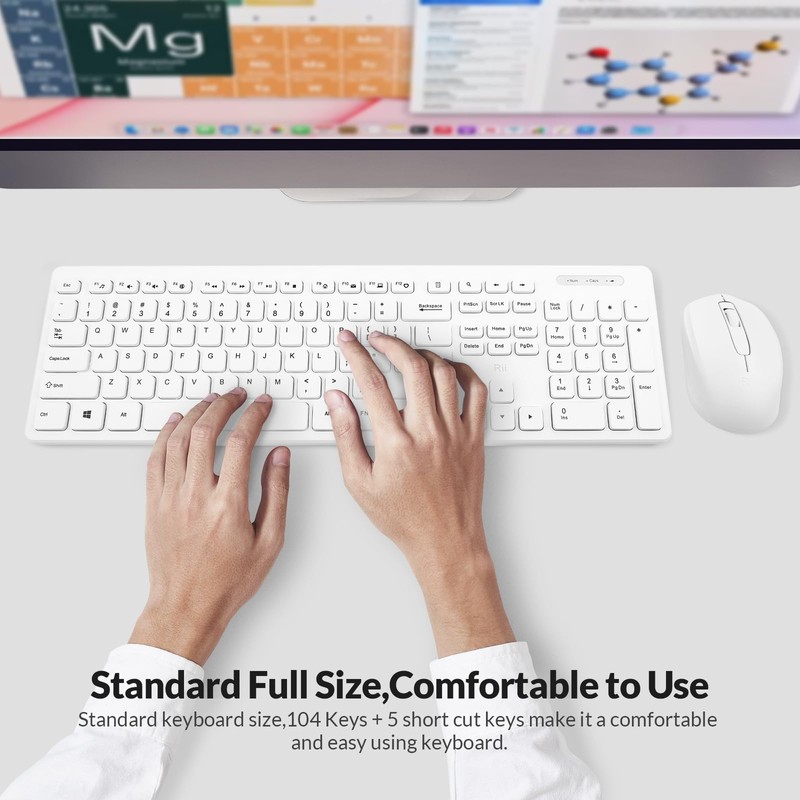 Wireless Keyboard and Mouse Combo - Rii Standard Office PC