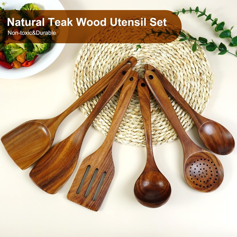 FJNATINH Wooden Kitchen Utensils, Handmade for the Kitchen (Six Piece