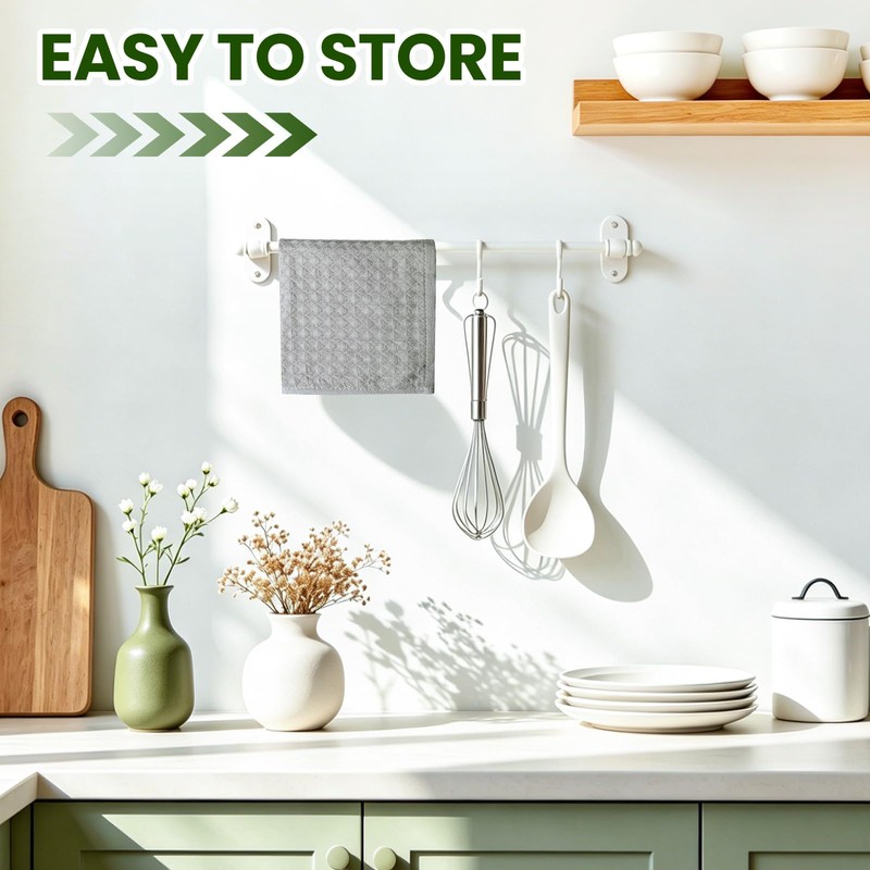 samsto Kitchen Cloths 100% Cotton, Grey Waffle Dish Cloths for